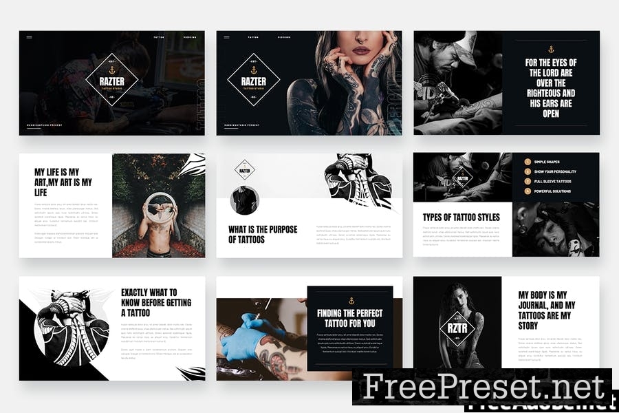 RAZTER - Tattoo Studio Powerpoint Template 8EQXYHR