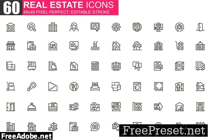 Real Estate Thin Line Icons Pack KF77VNL