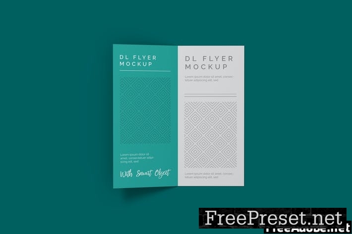 Realistic DL Bifold Flyer Mockup XAVAMLN