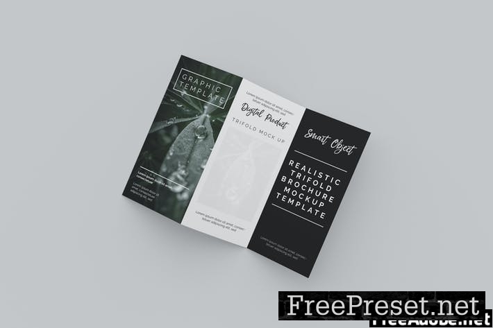 Realistic Trifold Brochure Mockup Template YD5AEY2