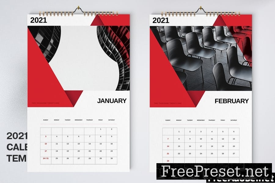 Red Calendar 2021 Template