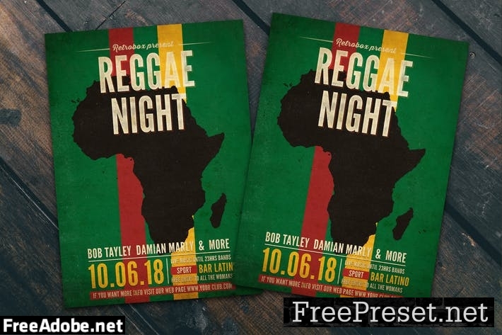 Reggae Night Flyer Poster A2VSJR