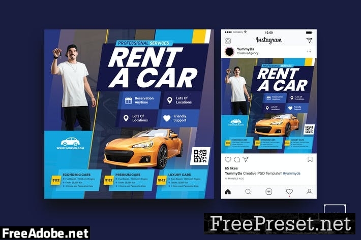 Rent a Car Square Flyer & Instagram Post P9MQ44C