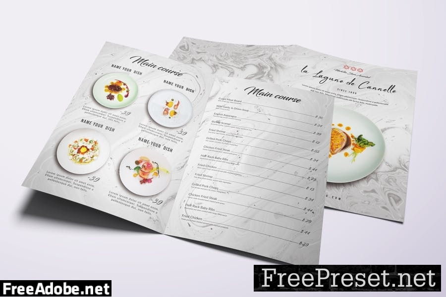 Restaurant Bifold A4 & US Letter Minimal Food Menu