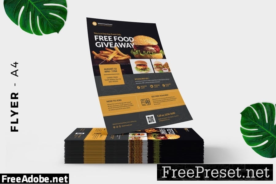 Restaurant Free Giveaway Promotion Flyer Design 5QA8VAL