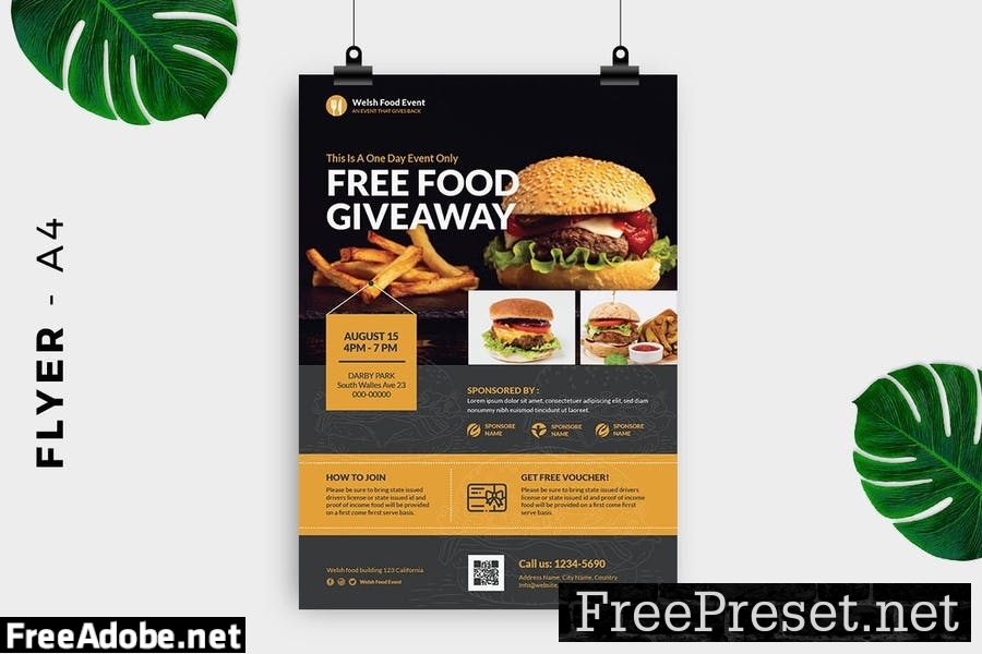 Restaurant Free Giveaway Promotion Flyer Design 5QA8VAL