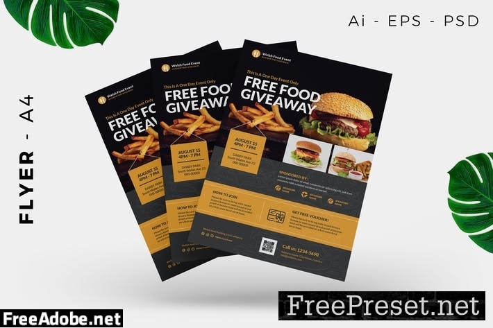 Restaurant Free Giveaway Promotion Flyer Design 5QA8VAL