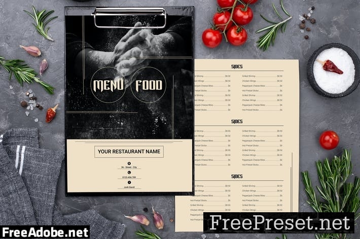 Restaurant Menu Concept Two Sided Menu List Templa MGY97KS