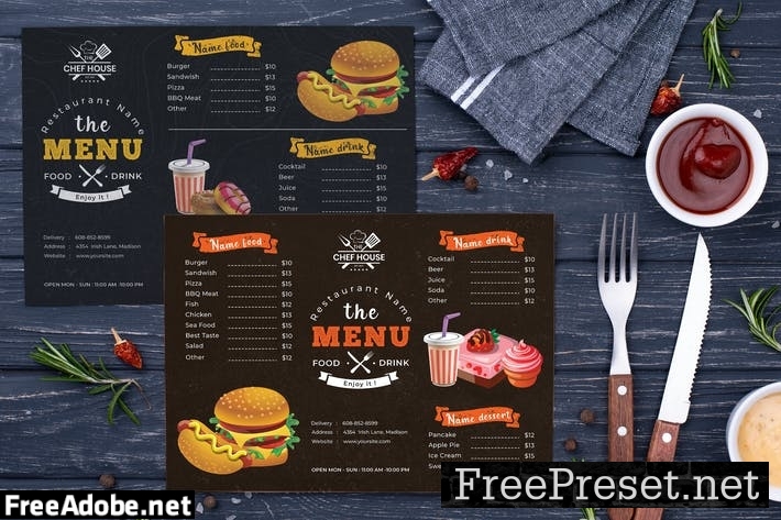 Restaurant Menu Food UPN9T7B