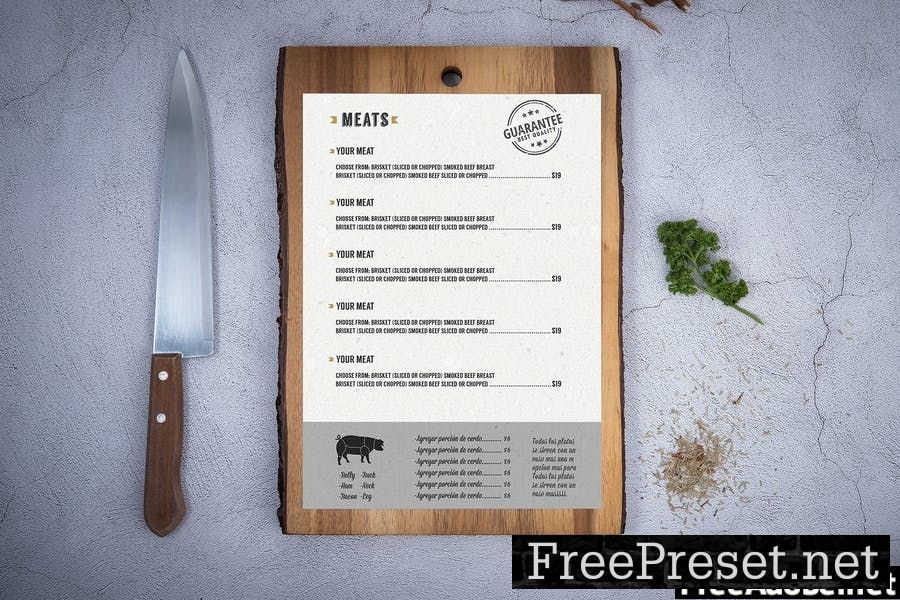 Restaurant Menu Mockup