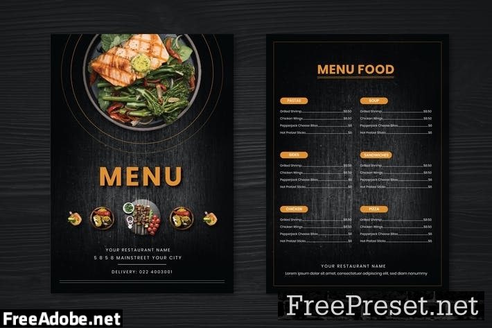 Restaurant Menu Two Sided Menu List Template PPNDLGD