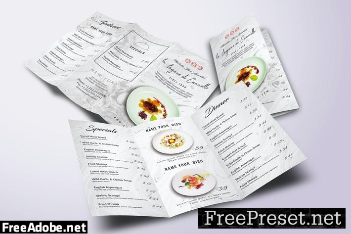 Restaurant Trifold A4 & US Letter Minimal Menu 7ZSNJTZ