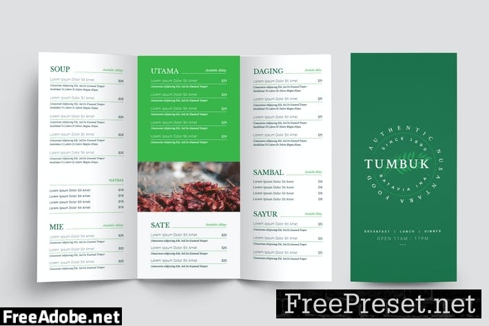 Restaurant Trifold Menu K2ADYJV