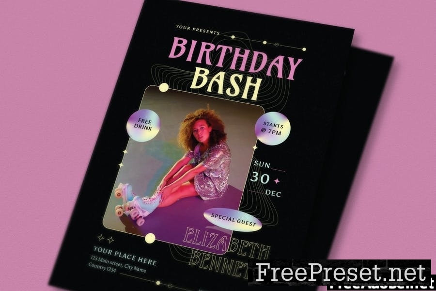 Retro Birthday Bash Flyer Set