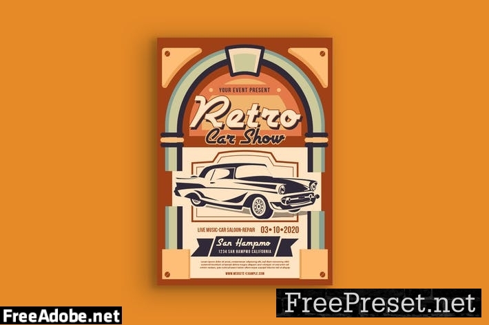 Retro Car Show Poster KUFN5F7