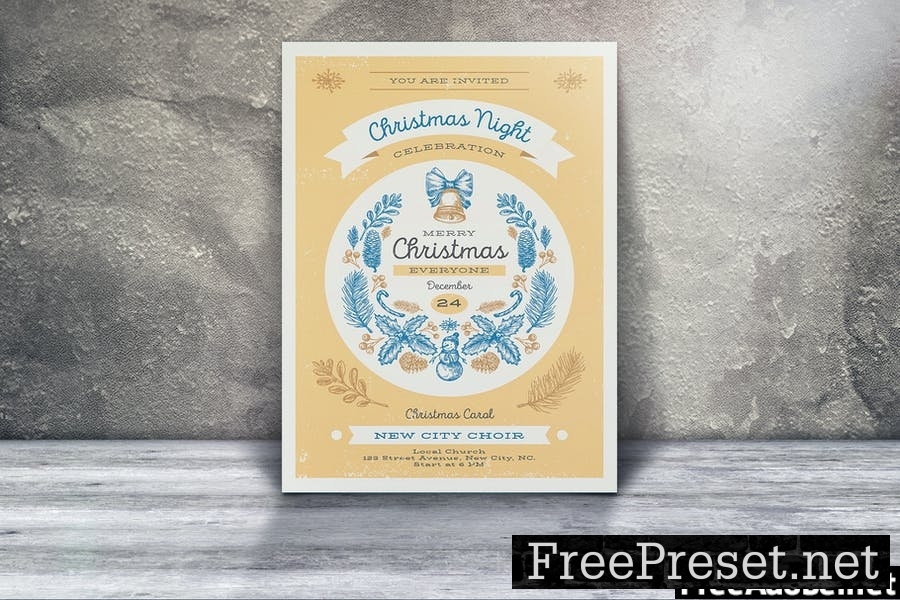 Retro Christmas Night Celebration Template