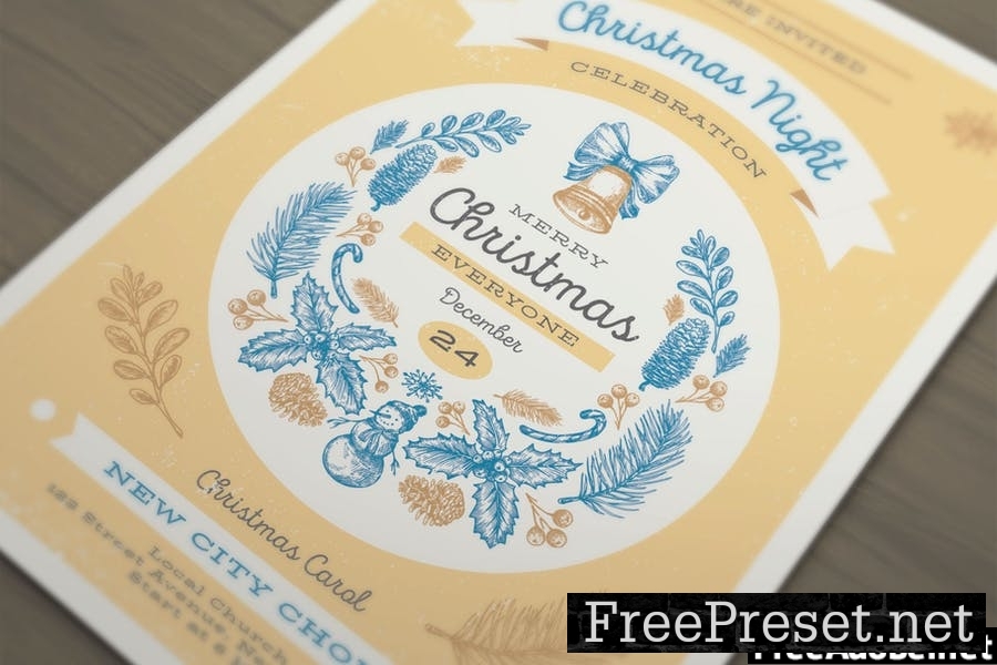 Retro Christmas Night Celebration Template