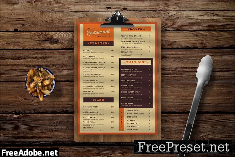 Retro Food Menu