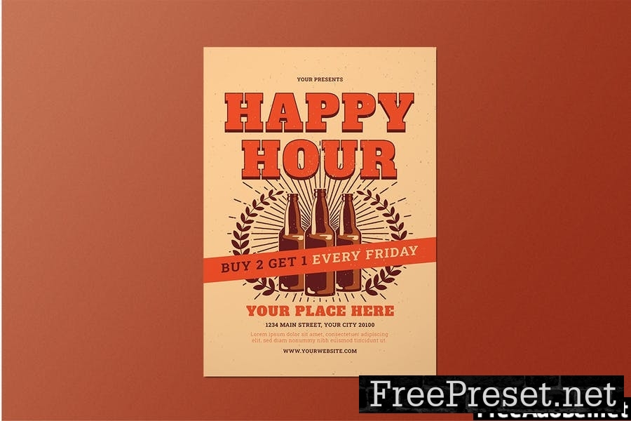 Retro Happy Hour Flyer