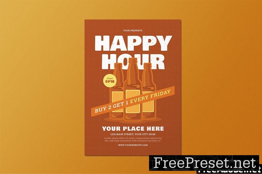 Retro Happy Hour Flyer