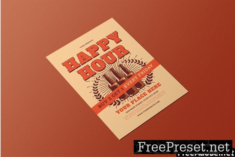 Retro Happy Hour Flyer