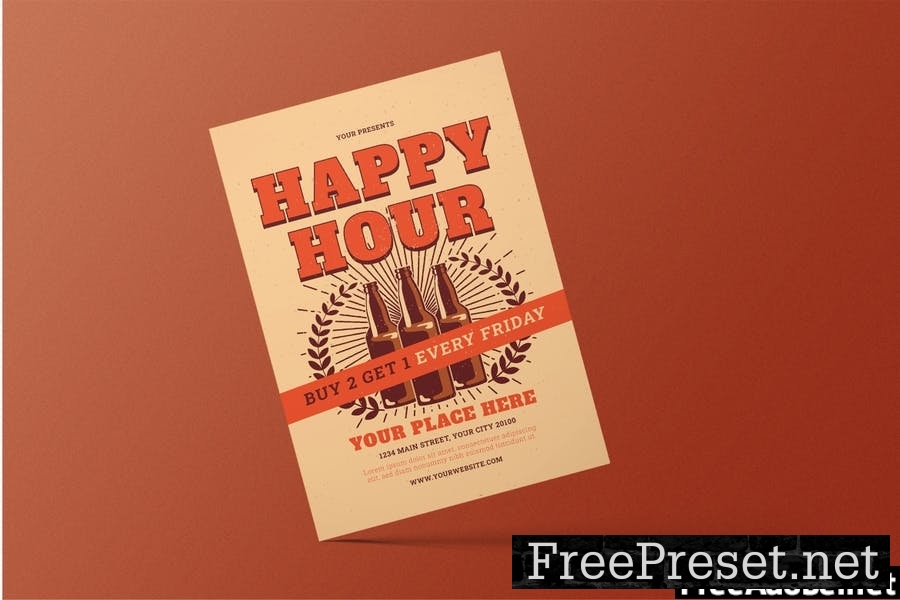 Retro Happy Hour Flyer