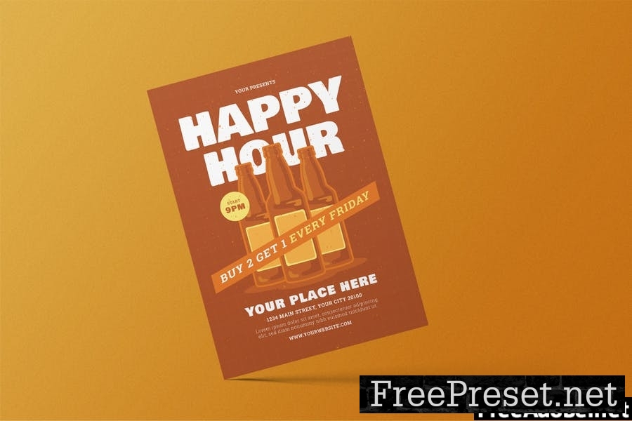 Retro Happy Hour Flyer