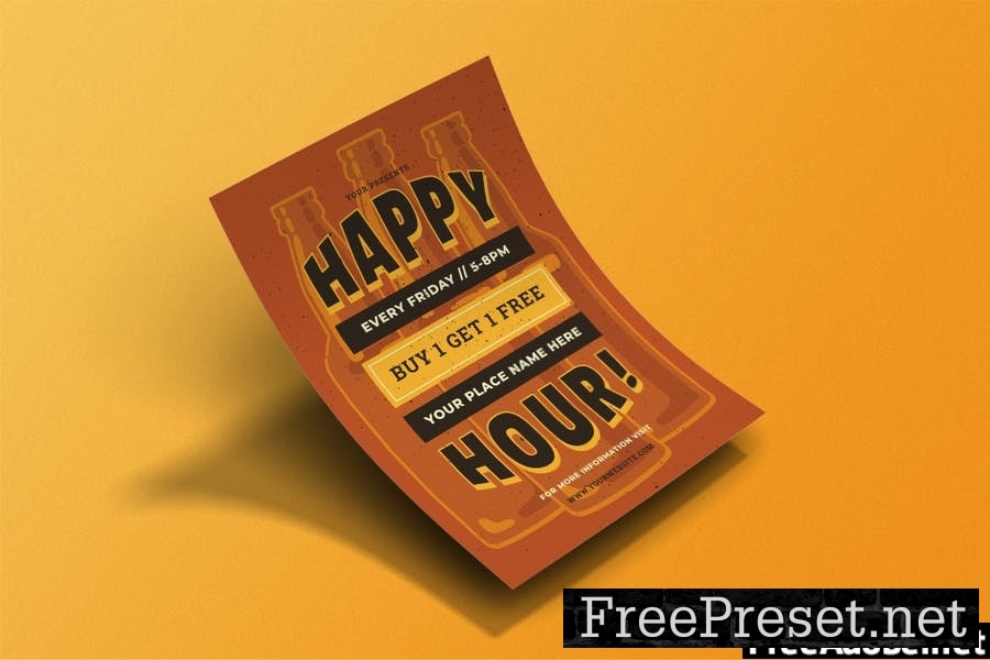 Retro Happy Hour Flyer HCWBJZ4