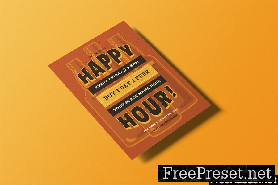 Retro Happy Hour Flyer HCWBJZ4