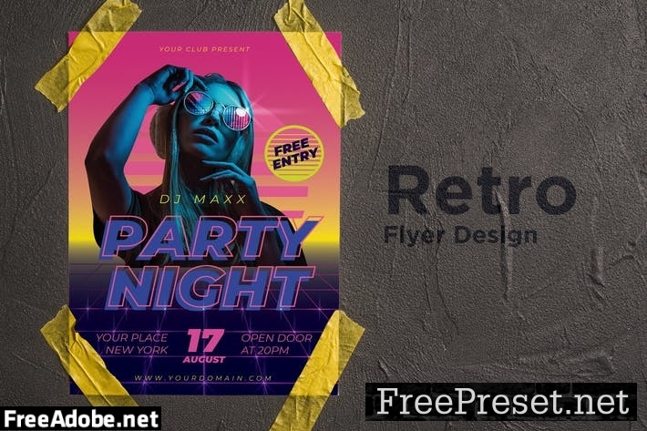 Retro Music Flyer Design Template FKW3CSN