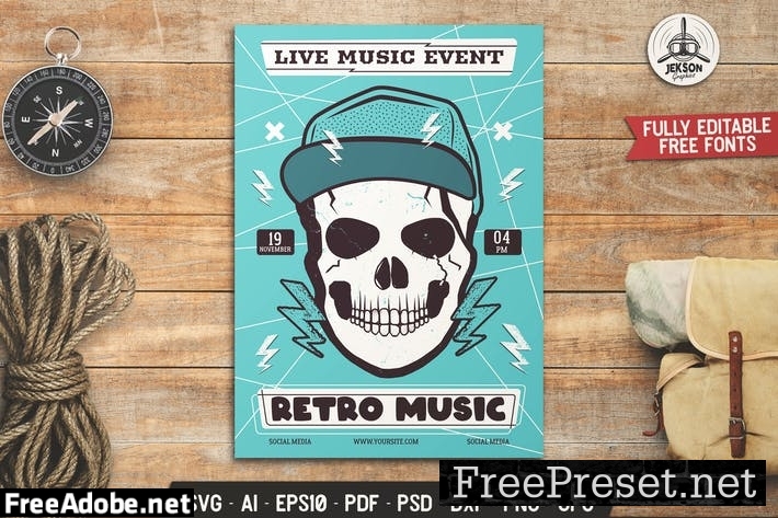 Retro Music Live Event Party Flyer SEXTZY6