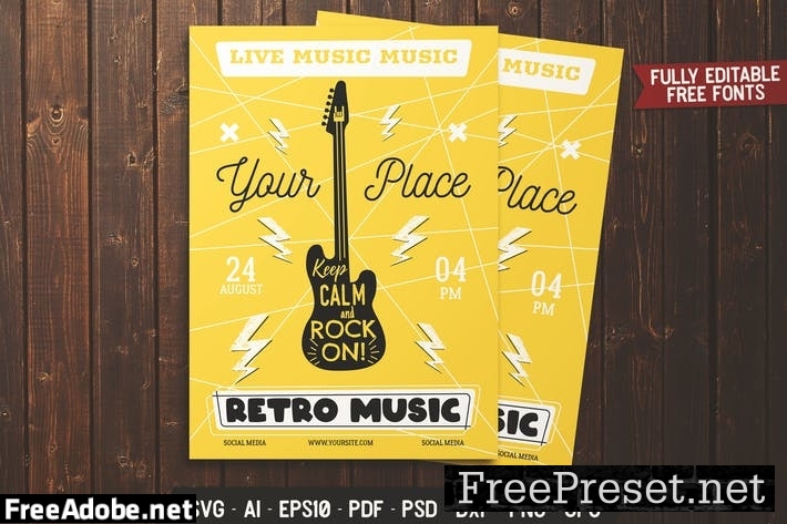 Retro Music Party Flyer E5APSNZ