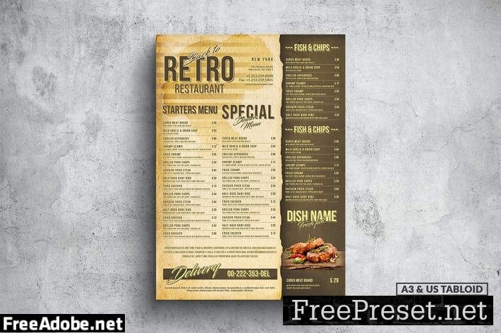 Retro Poster Food Menu - A3 & US Tabloid RR2QXS8