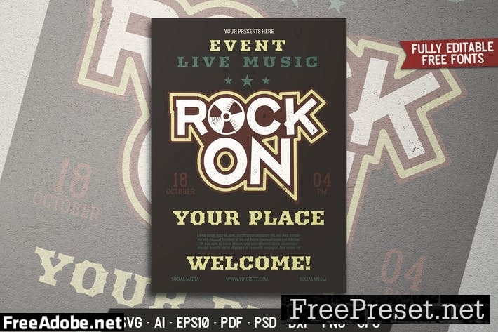 Rock Music Party Flyer FF77NVC