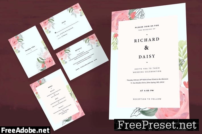 Rose Flower Wedding Invitation Set JLLY8HG