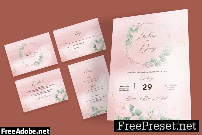 Rose Garden Botanical Wedding Invitation Set 7VCU95M