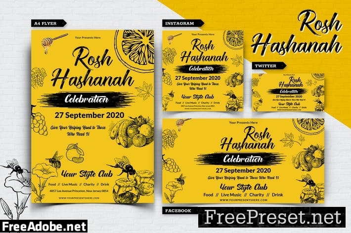 Rosh Hashanah Flyer & Social Media Pack 5RQAZEL