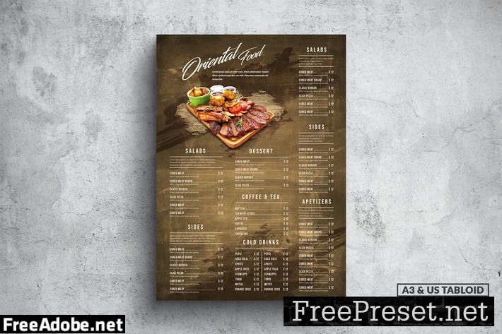 Rustic Oriental Poster Food Menu - A3 & US Tabloid JEYLQ2J