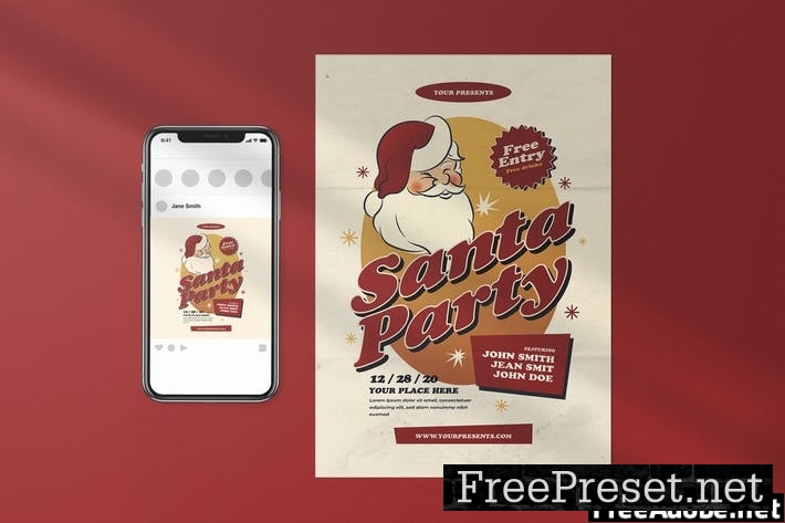 Santa Party Flyer Set 6ZUS3DW