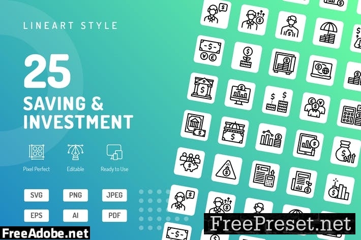 Saving & Investment Line Icons WT7HZH6