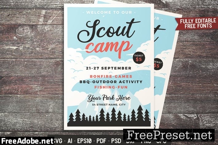 Scout Camp Flyer Template 6PD84SM