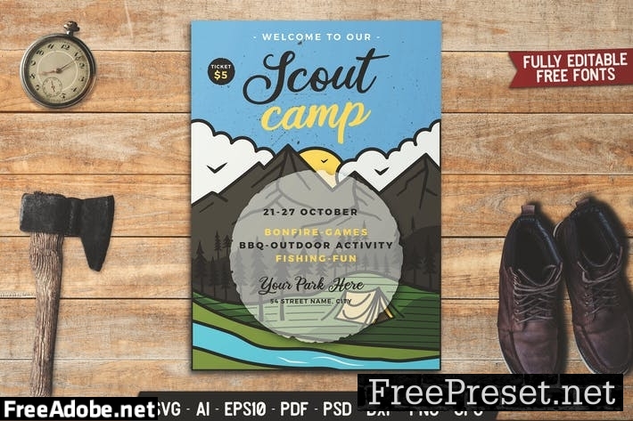 Scout Camp Flyer Template SVG 9RKU2JG