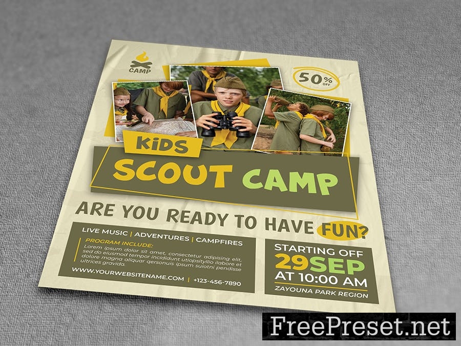 Scouts Summer Camp Flyer Template LF9827V