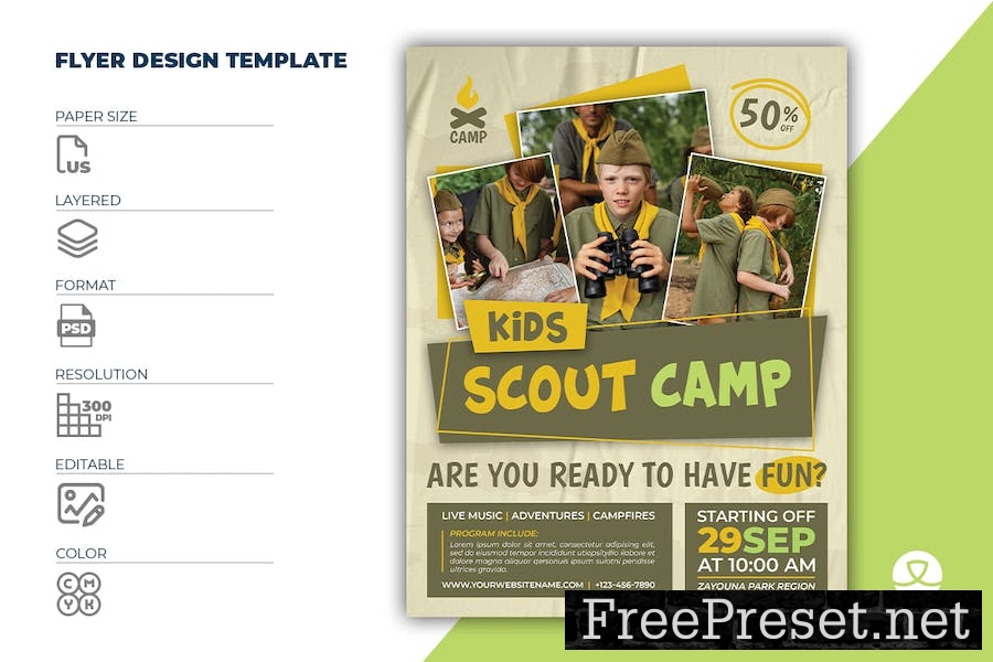 Scouts Summer Camp Flyer Template LF9827V