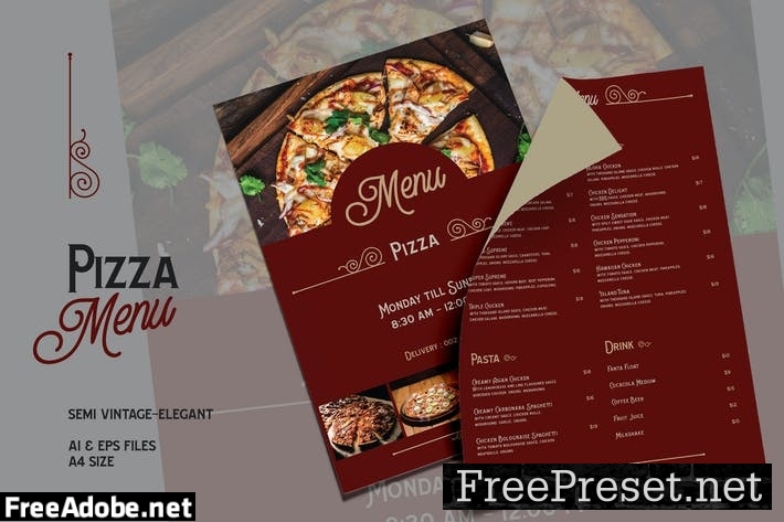 Semi Vintage Elegant - Pizza Menu 38QB88J