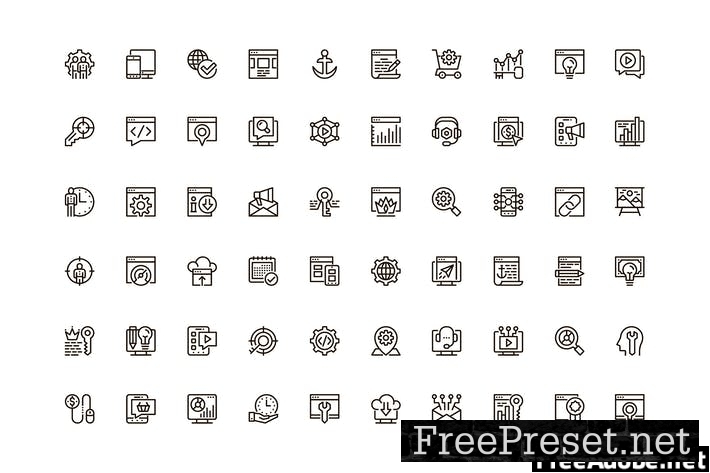 Seo Optimization Unique Web Line Icons Pack RLAQPSC