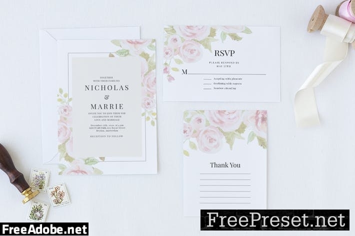 Set of Watercolor Wedding Suite Q6WYDPJ