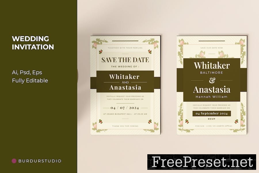 Shabby Floral Wedding Invitation 7R23A9C