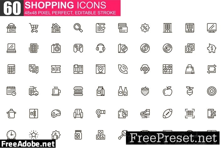 Shopping Thin Line Icons Pack TVBYDMQ