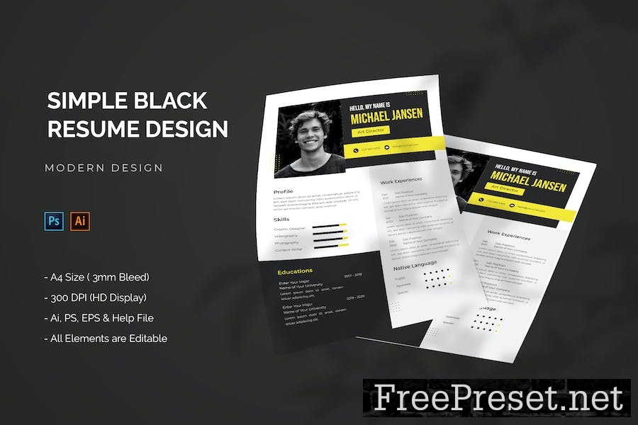 Simple Black - Resume Template FCUR7X6